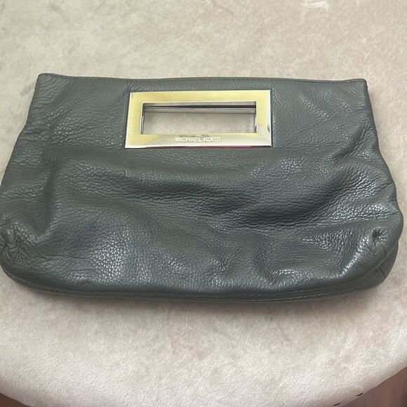 *Michael Kors* Berkely Graphite Grey Grained Leather Clutch Handbag